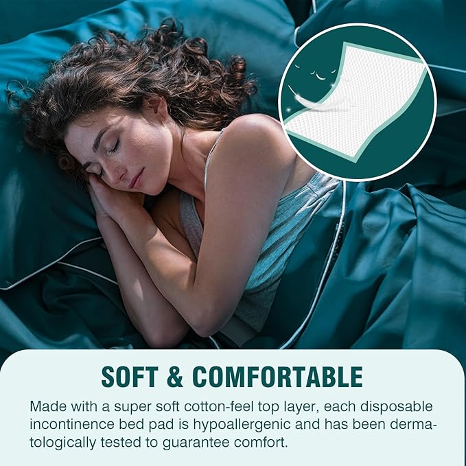 Tear-Resistant Disposable Bed Pads 48" x 36" 50 Count Underpads Extra Large Incontinence Bed Pads Heavy Duty Absorbency Chux Pads Pee Pads for Adult Elderly Puppy Pads for Training