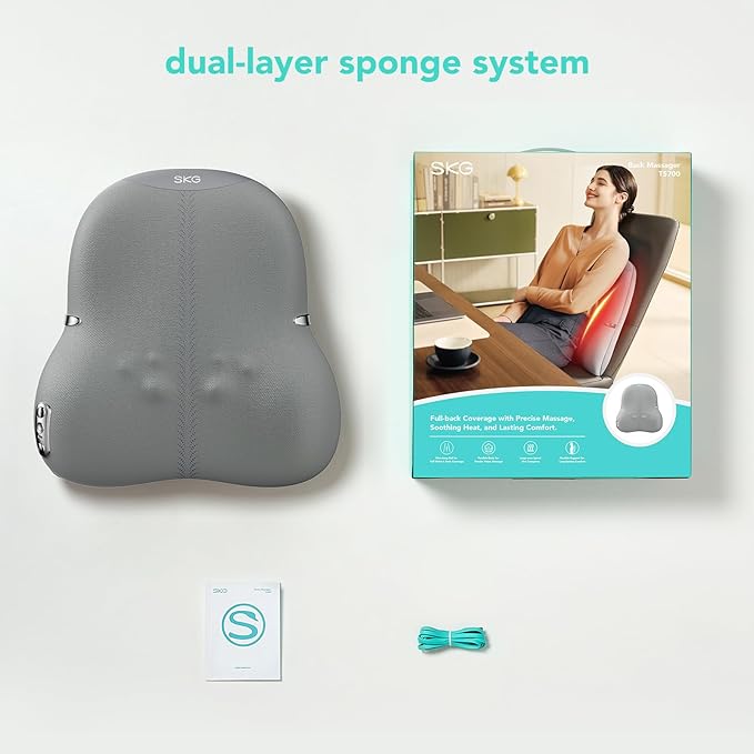 SKG Cordless Full Back Massager for Pain Relief Deep Tissue Up and Down 4D Shiatsu Back Massager with Heat Gifts for Men and Women Dad Mom Grandpa