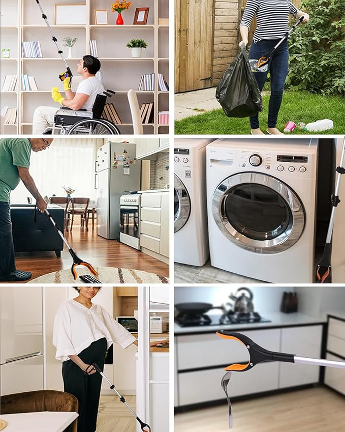 38" Extra Long Grabber Tool with 360°Rotating Anti-Slip Jaw, Lightweight Reaching Aid Reacher Tool, Arm Extension Heavy Duty Grabbers for Elderly (38 Inch - 1PCS)