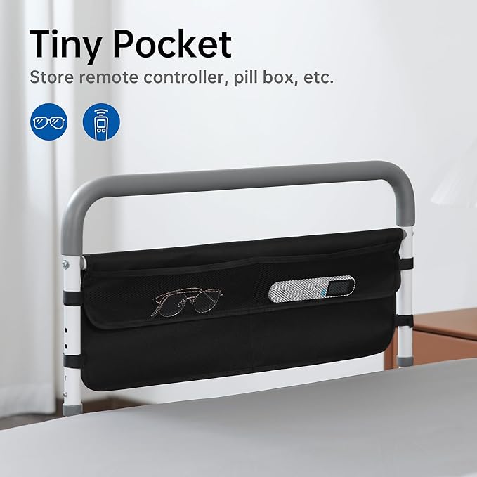Dual Bed Side Hand Rail, Bed Assist Rail Adjustable Medical Hospital Assistive Devices Bed Rails for Elderly Adults, Fits Queen, Full & Twin Beds