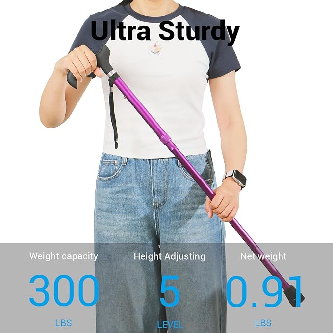 Walking Cane - Collapsible Adjustable Folding Canes for Men & Women, Walking Stick with for Seniors & Adults