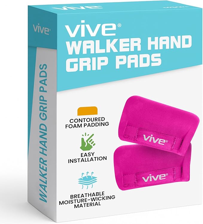 Vive Walker Handle Cushions - Padded Hand Covers - Soft Cushion Padding Medical for Folding Rolling Wheelchair, Rollator Handle, Senior, Elderly Grippers - Crutch Handle Pad Grips - Mobility Aid