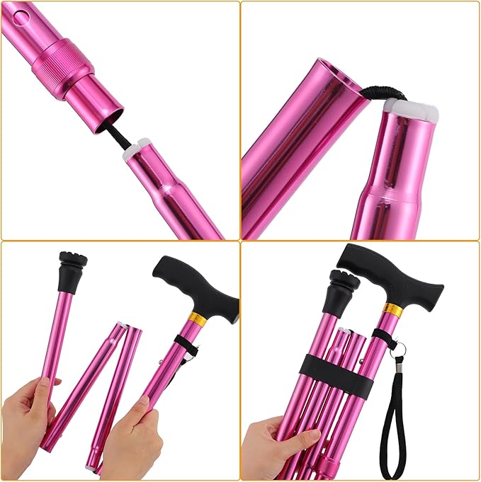 Walking Cane LIXIANG Cane for Man/Woman | Mobility & Daily Living Aids | 5-Level Height Adjustable Walking Stick | Comfortable Plastic T-Handle Portable Walking Stick Folding Cane