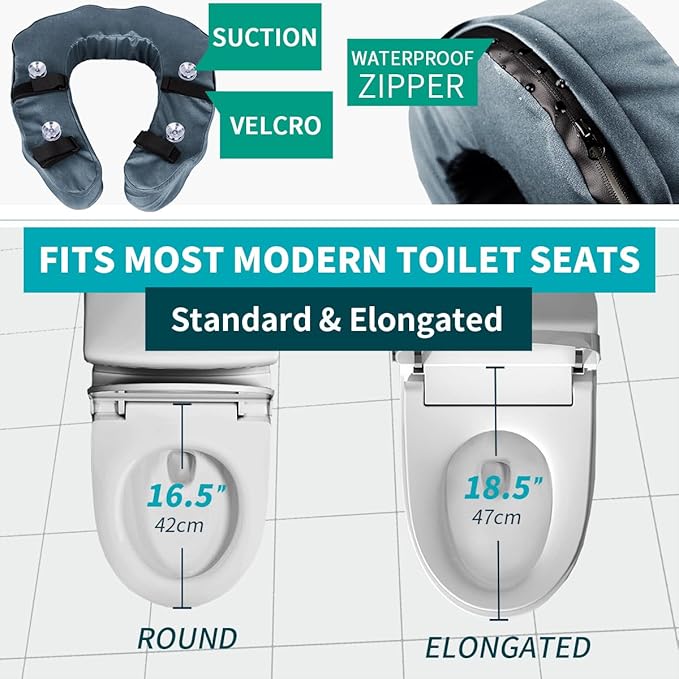 Raised Toilet Seat Cushion for Elderly, 3" Padded Toilet Seat Riser with High-Density Foam for Enhanced Comfort & Elevation, Universal Fit, Commode Seat Cushion for Bedside Commode (3 inches)