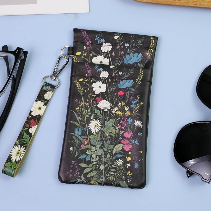 Double Eyeglass Case Soft Dual Glasses Case for Women Men Travel Squeeze Top Sunglasses Cases Eyeglasses Pouch