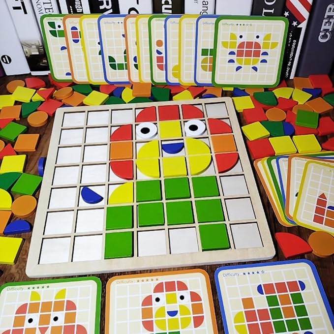 Dementia Activities for Seniors, 120 Pieces Wooden Matching Puzzle Games for Elderly, Alzheimers Products for Older Adults,Shape Puzzle Memory Game for Adults Dementia Patients