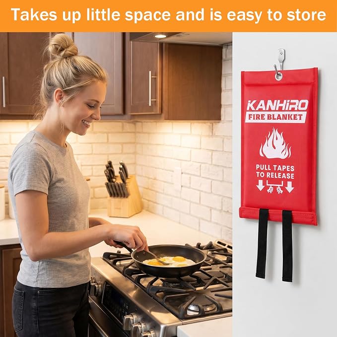 kanhiro Emergency Fire Blanket for Home Kitchen Fiberglass Fire Suppression Blanket Great for School, Fireplace, Grill, Car, Office, Warehouse (10 Pack, 39 in X 39 in)