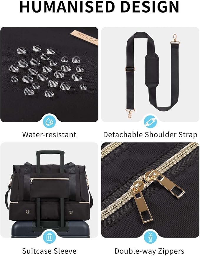WANDF For Spirit Airlines Personal Item Bag 18x14x8 Underseat with Wet Pocket & Shoe Compartment & Tsa Approved Toiletry Bag