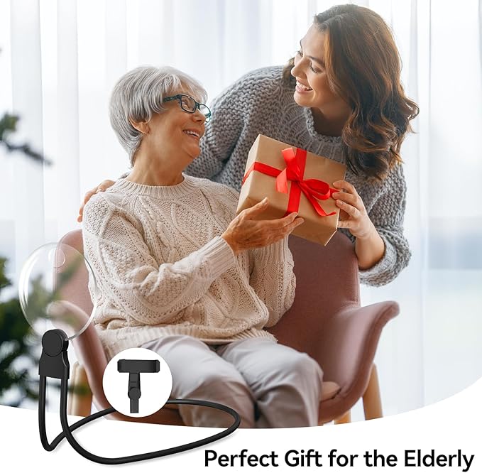 2 in 1 Hands Free Magnifying Glass, Desktop Cell Phone Stand, 10X 20X Magnifying Glass for Reading, Flexible Lazy Bracket DIY Free Rotating on Table, for Sewing, Cross-Stitching