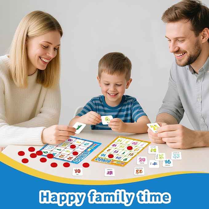 Alphabet Bingo Game, Letter&Number&Sight Word Bingo Board Games for Toddlers, ABC and 123 Learning Toys for Kids, Toddler Preschool Learning Activities, Family Matching Games