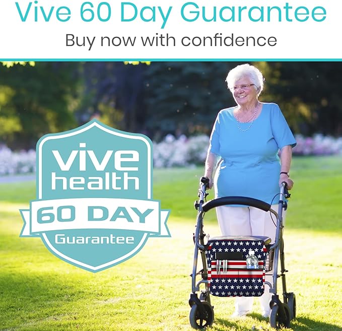Vive Wheelchair Bag - Machine Washable, Double-Stitched, Water-Resistant Accessory Backpack for Rollators, Wheel Chairs, Walkers - Pouch with XL Pockets & Straps for Quick Installation