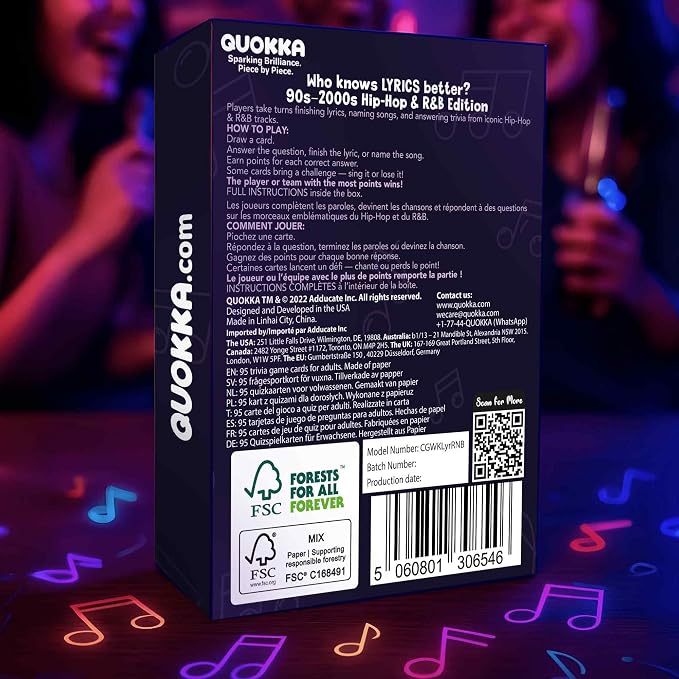 QUOKKA Who Knows Lyrics Better 500+ Lyric Challenges – 90s & 2000s Hip-Hop & R&B Edition – Ultimate Music Trivia & Singing Game for Adults & Families – Fun Karaoke & Party Game Night for Music Lovers
