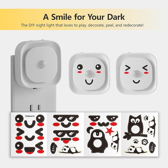 2 Pack Night Lights Plug into Wall, Motion Sensor Nightlight, Amber | 3 Modes, Dimmable Reflected Glow, Dusk to Dawn Sensor, Plug in LED Lights for Kids, Bedroom, Sleep, Bathroom, Nursery, Kids