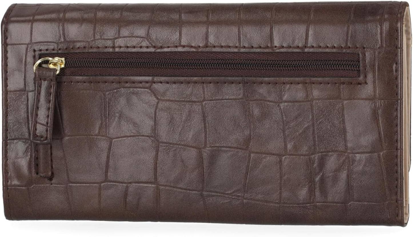 Mundi File Master Womens RFID Blocking Wallet Clutch Organizer With Change Pocket