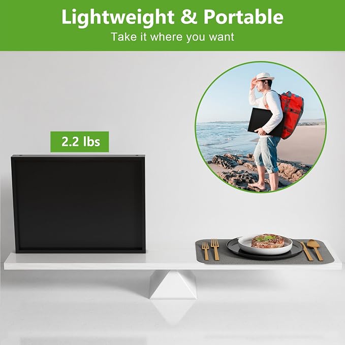 Youpehom Bamboo Bed Tray Table with Folding Legs, Large, Black | Large bamboo bed tray with folding legs, handles and raised edges for meals, laptops, reading and serving in bed.