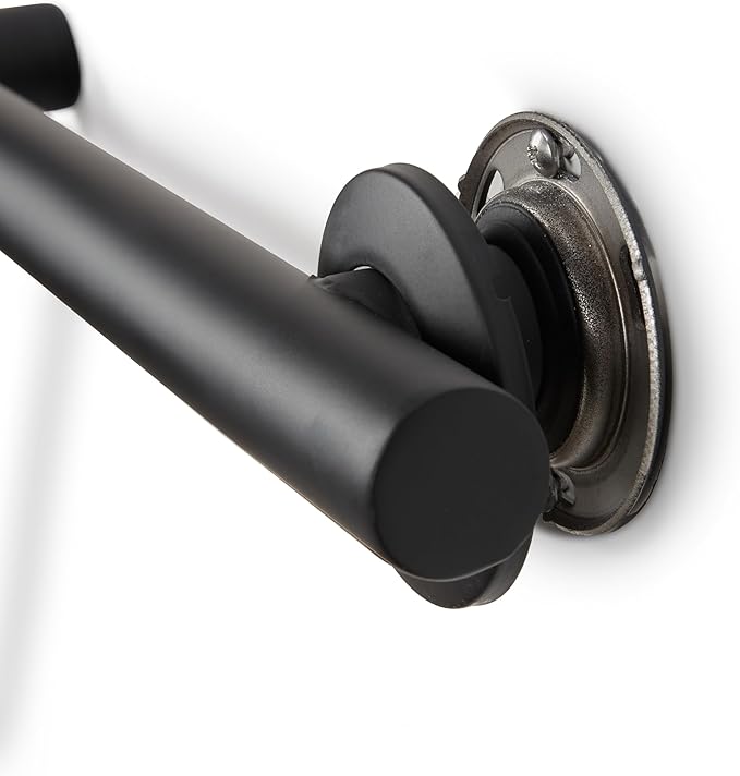 Bathroom Grab Bar, 38 inch Stainless Steel, Left Handed Zuma Bar, 1.25 inch Diameter, Handicap Grab Bar, Safety Rail, Matte Black