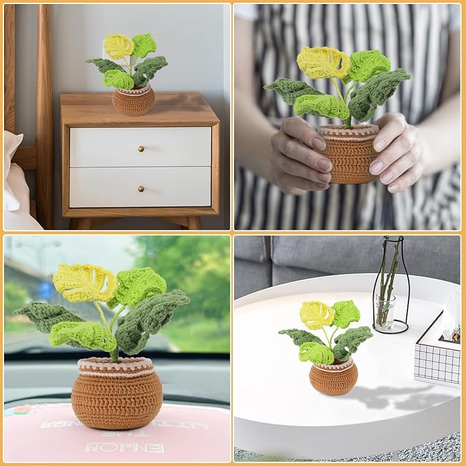 kgxulr Crochet Kit, Monstera Leaves Knitting Kit, Crochet Kit for Beginners | Crochet Kit for Beginners, Crochet Flower Kit, Beginner Crochet Kit for Adults with Step-by-Step Video Tutorials