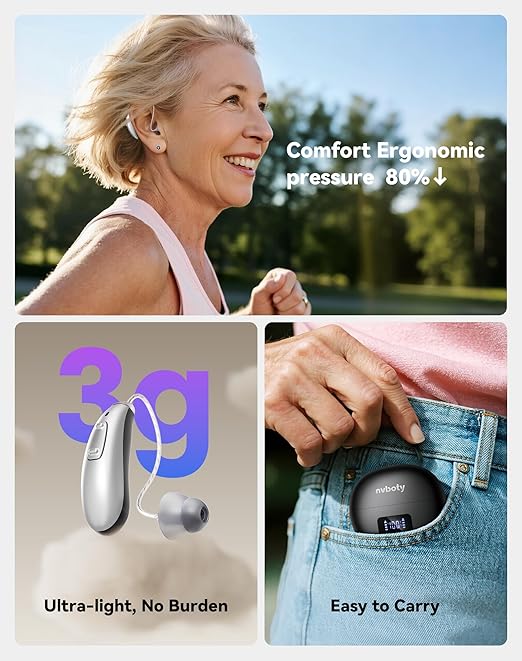 Hearing Aids, Hearing Aids for Seniors, Hearing Aids Rechargeable with Automatic Noise Cancelling and 5 Levels of Volume Adjustment, Hearing Amplifiers with Clear Sound Quality for Hearing Loss(Black)