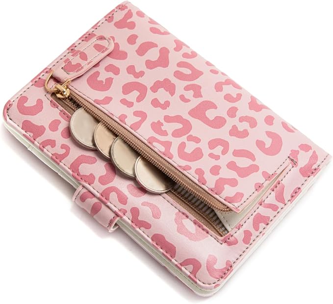 Passport Holder for Travel Essentials, RFID Blocking Passport Wallet Cover with Magnetic Closure, Passport Book Holders for Women and Men (Pink Leopard)