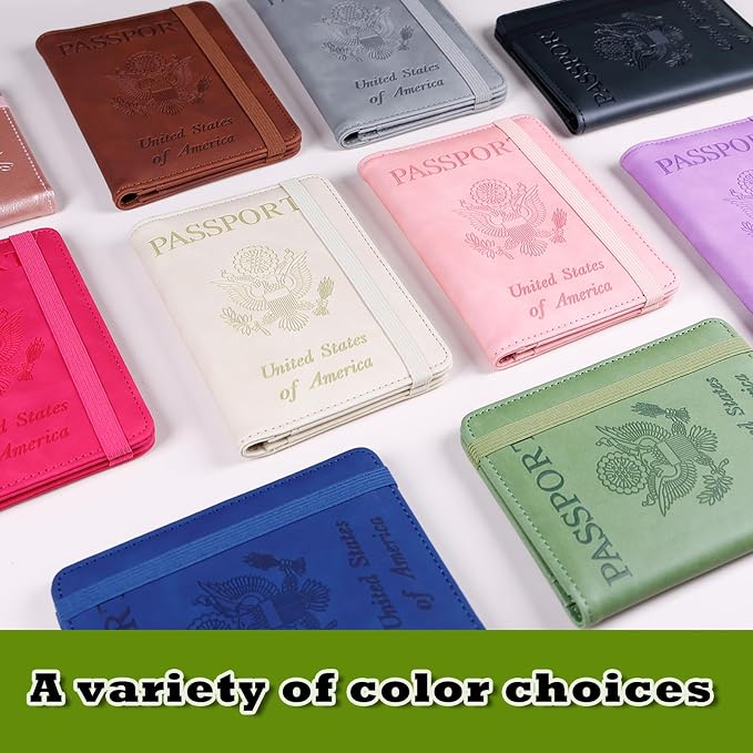 Melsbrinna RFID Passport Holder for Travel, Unisex Adults, Green, Faux Leather, Travel Wallet, RFID Protected