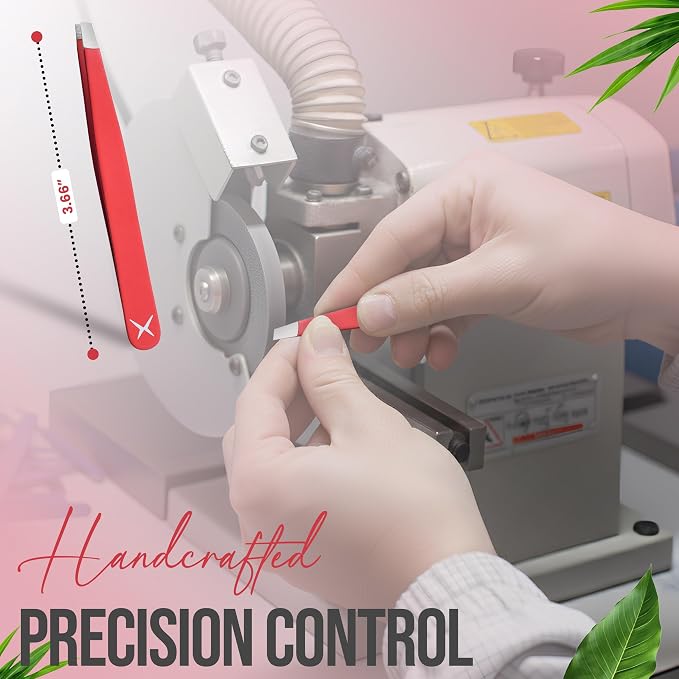 Professional Slant Tip Tweezers - Precision Stainless Steel Eyebrow Plucking Tool for Women and Men, Ingrown Hair Remover, Facial Hair Tweezers for Grooming (Neon Coral)
