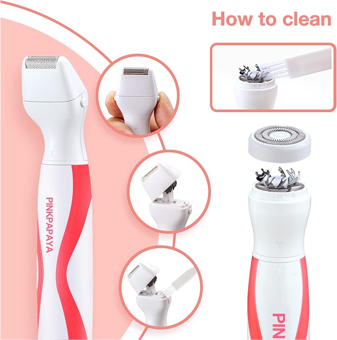 pinkpapaya Nose Hair Trimmer for Women and Men,4-in-1 Electric Facial Hair Removal Portble Waterproof Face Shaver Razor for Nose Ear Eyebrow Peach-Fuzz Lips Chin,Tomato/p9k8