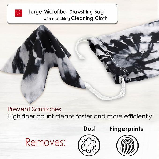 MyEyeglassCase® Large Hard Sunglasses Case | fits Large curved Sunglasses, with microfiber bag and cleaning cloth