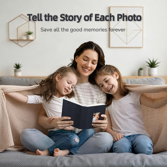 Popotop Photo Album 4x6-200 Photos Photo Books with 200 Horizontal Pockets,Linen Cover Albums for Family Wedding Anniversary Baby Vacation Pictures