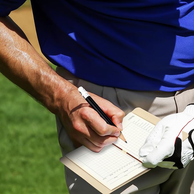 Yexiya Golf Scorecard Book with Pencil, Leather Golf Journal Scorecard Holder Accessories Notebook Log Pocket Score Cart Book Gift for Men Golfers, Sports and Outdoor Club Accessories