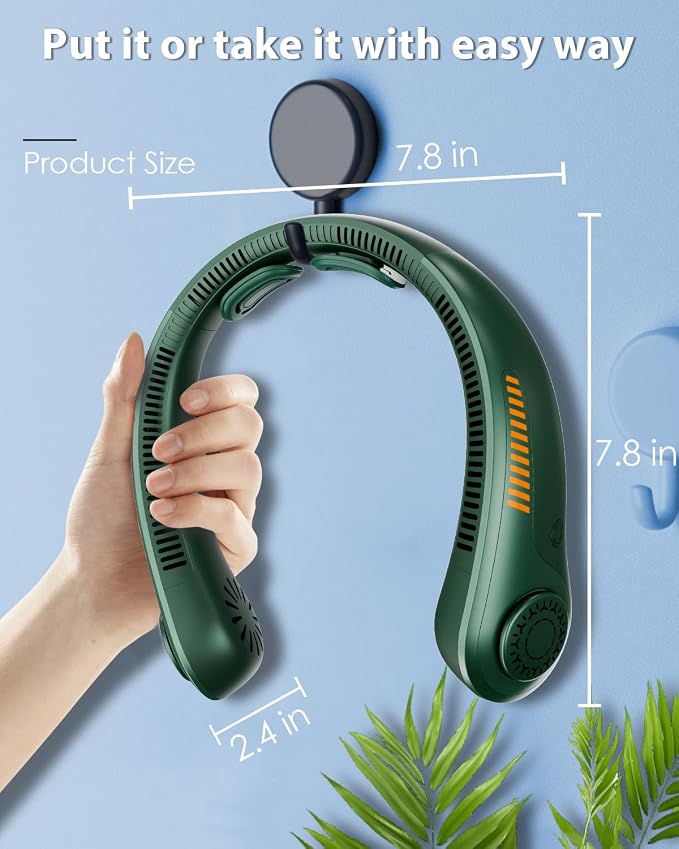 Portable Neck Fan Rechargeable Wearable Personal Fan Blow Cold Air, 5 Speeds, USB Battery, Neck Cooler with Neckbrace, Gift for Men Women, Sports, Gardening, Home, Outdoors, Travel, Camping