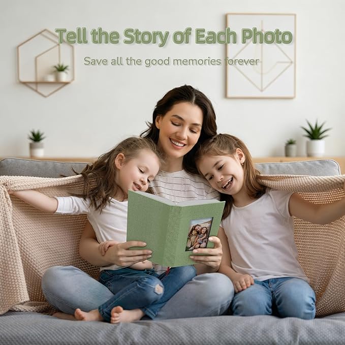 Popotop Photo Album 4x6-300 Photos Linen Cover Photo Books with 300 Horizontal Pockets,Slip-in Picture Albums for Family Wedding Anniversary Baby Vacation Pictures