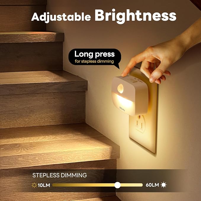 ZISUYU Plug-in LED Night Light with Motion Sensor,Dimmable,Color Changing