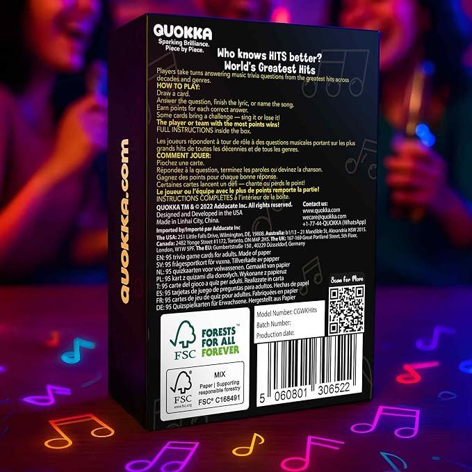 Quokka Who Knows Hits Better? 500+ Questions Music Games – The Ultimate Music Trivia Challenge for Adult & Family Party Games – Fun Singing, Karaoke & Guess-the-Song Game Night for Teens & Girls