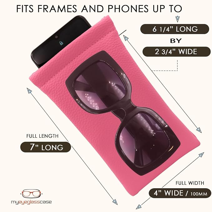 Soft Sunglasses case | Large Glasses Case Holder - Eyeglass Pouch Squeeze Top | Glasses pouch Lightweight Extra Layers