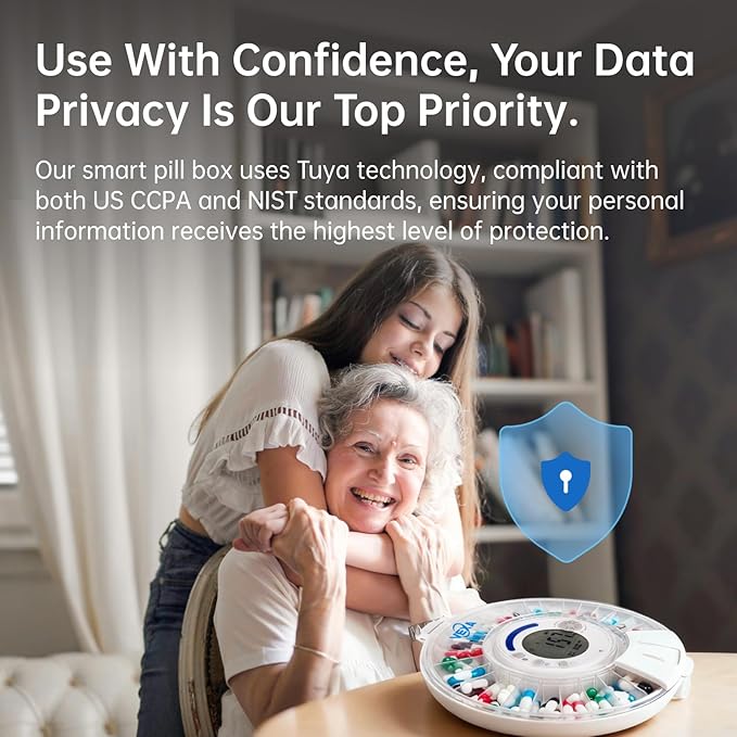 VEXA VitaMate 28 Smart Automatic Pill Organizer with Exclusive Self-Developed App, 28-Slot Monthly Medication Management, App-Connected Sound Alerts, Easy Flip-to-Dispense for Vitamins & Tablets