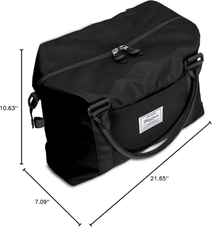 Weekender Duffel Bags for Women Men, Travel Totes Bag for Airplane, Cute Sports Gym Dance Overnight Luggage Bag with Wet Pocket, Carry On Hospital Bag for Labor and Delivery (Large Black)