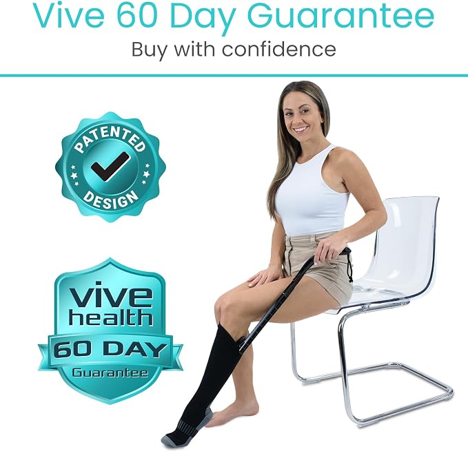 Vive Sock Remover Device for Seniors - Sock Aid and Shoe Horn | Compression Socks, Hosiery and Stockings - Sock Assist for Elderly, Men, Women - No Bending Daily Assistance Device