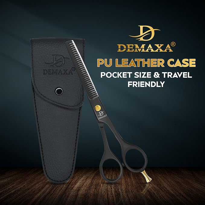 Thinning Shears for Hair Cutting - DEMAXA Hair Thinning Scissors Professional Barber’s Texturizing Shears for Salon & Home Use - 6.5-inch Black High Carbon Stainless Steel Thinning Sheers