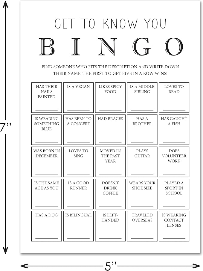 InvitationHouse Get to Know You Bingo Cards, Find Someone Icebreaker Game - Set of 30