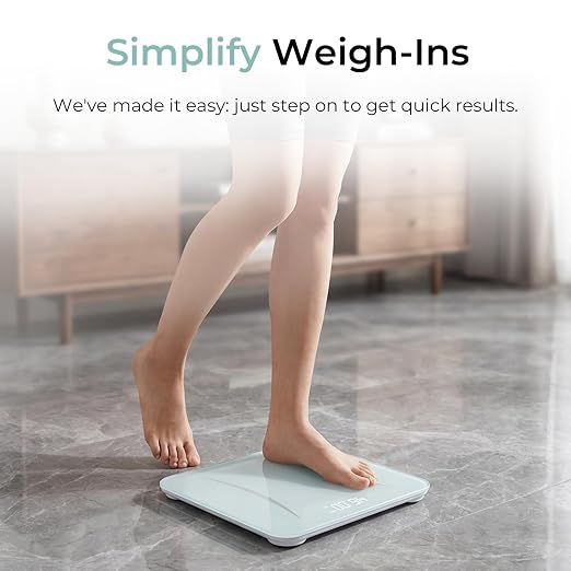 Digital Scale for Body Weight, Highly Accurate Bathroom Scale with Invisible LED Display & Step-On Technology, Shatter-Resistant Tempered Glass & Anti-Skid Base for Home Gym, 400 lbs