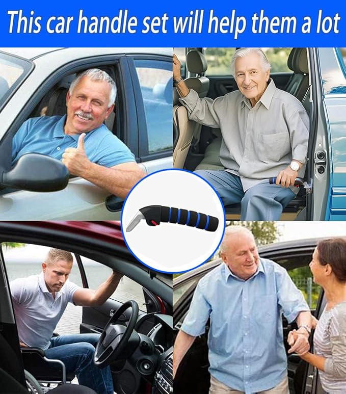 Car Door Handle for Elderly Car Assist Support Handle Multifunction Car Door Latch Bar for Seniors and Handicapped(Blue)