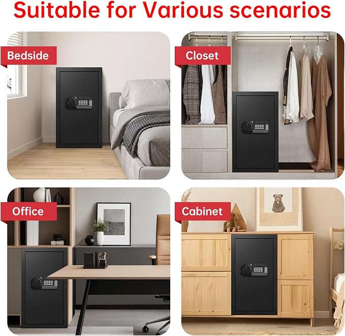 6.2 Cuft Large Home Safes Water and Fireproof with Digital Keypad & Key Lock, Fire Security Safe Box with 3 Removable Shelves, Fireproof Safes for Money Documents Jewelry, 27.56"H x13.78"W x 11.81"D