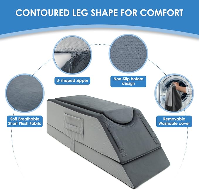 Kehangte Leg Elevation Pillows for After Surgery,4-Height Adjustable Leg Elevating Pillow,Knee Surgery Recovery Equipment,Improving Blood Circulation,Ankle/Foot Surgery Swelling, Washable Cover