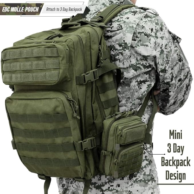 LIVANS Tactical Molle Utility Pouch, EDC Tool Pouch Tactical Phone Pouches Mini Waist Pouches Medical EDC IFAK Pack Mini Design of 3-Day Backpack