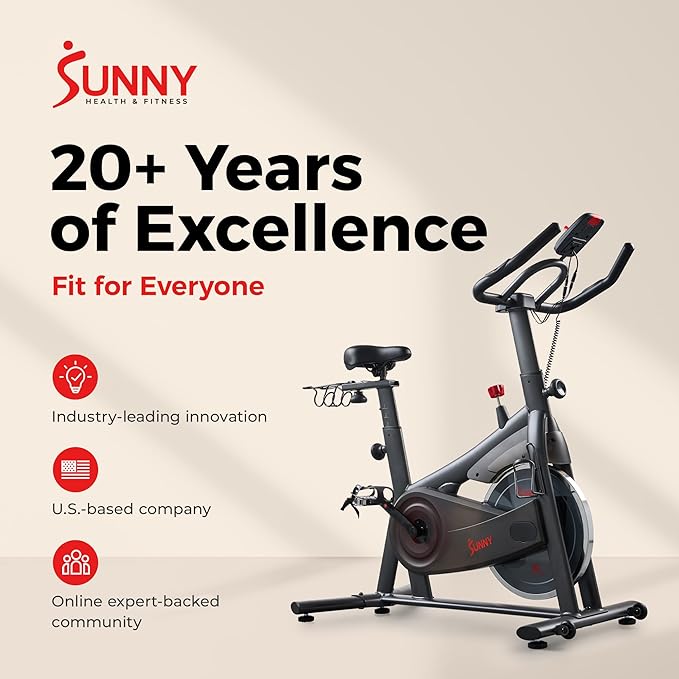 Sunny Health & Fitness ACTIVE Series Smart Exercise Bike with SunnyFit App Connection