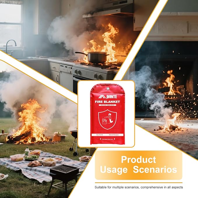 Emergency Fire Blanket for Home and Kitchen - 40"x40" Flame Suppression Fiberglass Fire Blankets for House Camping Car Office Warehouse Emergency Survival Safety(1m-1pack)