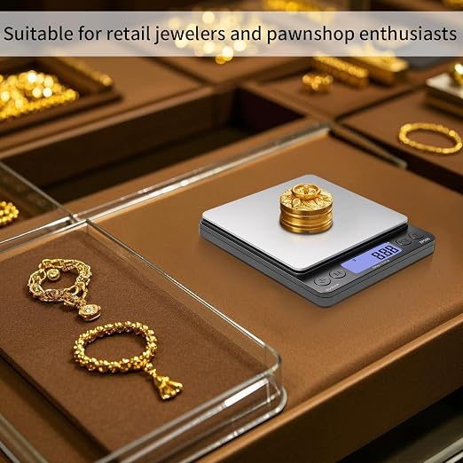 SKEAP Digital Jewelry Scale – 500g x 0.01g Precision Gold Scale for Jewelers & Collectors, Digital Coin Scale with Backlit LCD, Tare Function– Ideal for Gemstones, Bullion & Coins.