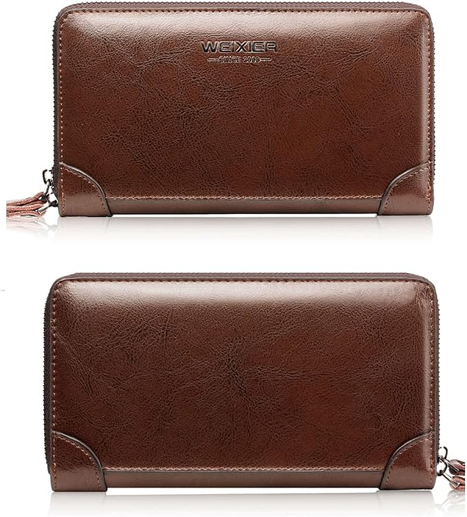 Large Wallet Clutch Long Leather Phone Purse Business Hand Clutch Bag Card Holder Travel Wallet for Men Women Father Husband