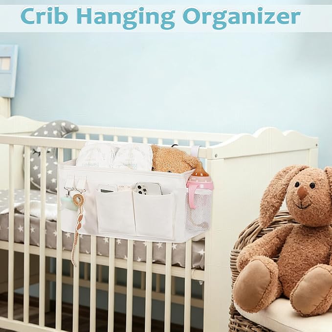Bedside Caddy, Bedside Storage Bag Hanging Organizer for Bunk Dorm Bed Rail | Bed Caddy with Hooks, Top Bunks and Dorm Essentials for Water, Tissues, Tablets, Books, Phones, Remotes and Other Necessories