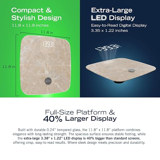 Nautica Body Tracker Digital Bathroom Scale, Bluetooth-Enabled Smart Scale with BMI, Body Fat, Muscle Mass Tracking & More, Syncs with Smartphone App for Body Composition Tracking, 440 Lbs.